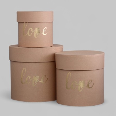Set of hats 3 in 1 "love" beige, 16 x 15.5 - 11 x 10.5 cm-1