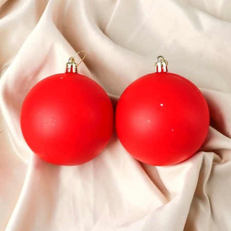 Restoring set of balls plastic D-8 cm, 2 pcs "matte" red
