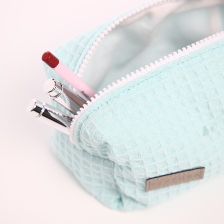 Cosmetic bag at the zipper textura, turquoise color-8