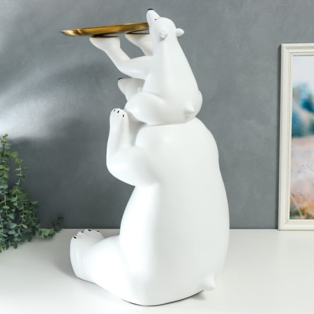 Souvenir Polystone stand "White Bear on the neck of the dad" d = 26 cm 70x37x33 cm-5