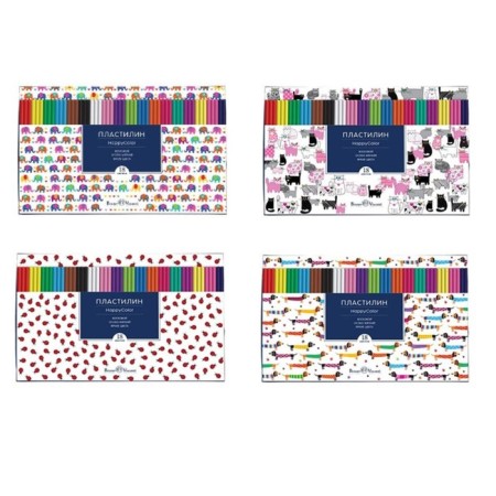 Plasticine soft (wax) 18 colors, 375 g of BrunovisConti. Happycolor