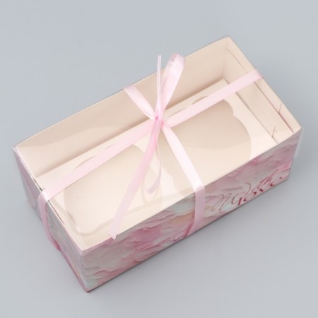 Capcake box, confectionery packaging, 2 cells “only love”, 16 x 8 x 7.5 cm-1