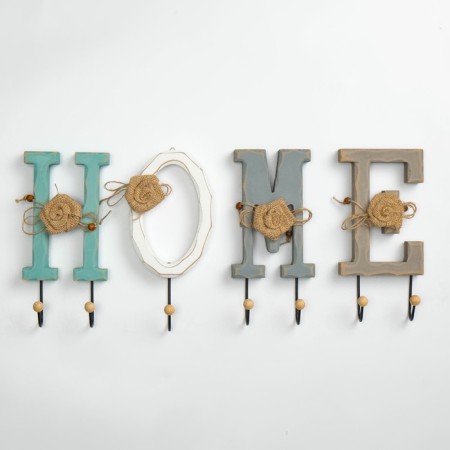 Decorative clothing hooks "Home", a letter with a hook 26 x 12 cm-2