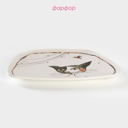 Porcelain Serving shares "Cats Aristocrats", 22 × 18 cm, white color-1