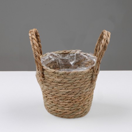 Kashpo wicker "safari" with handles, 15.5x15.5x13.5 cm, natural-1