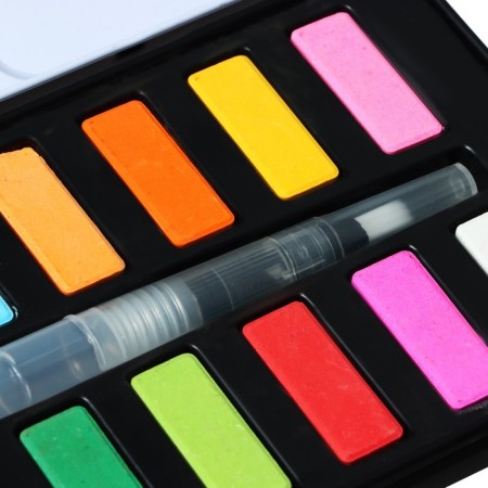 Watercolor paints, in cuvettes, with a brush, 18 colors-1