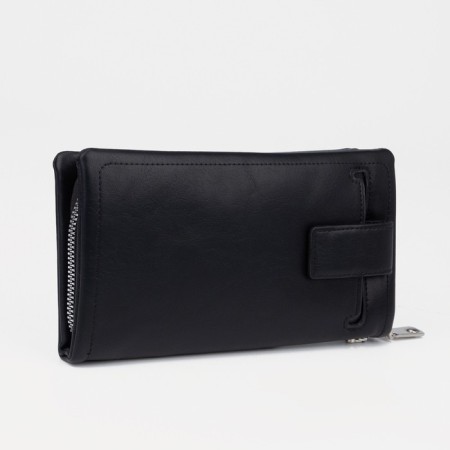 Women's wallet with a zipper, with a pen, black color-1
