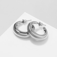 Ring Earrings “Line” voluminous, silver color, d = 2.5 cm