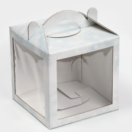 Confectionery box with a window, a chest, “Winter watercolor” 20 x 20 x 20 cm, New Year-2