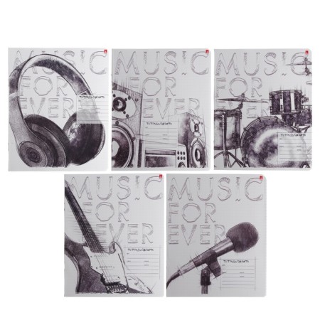 Notebook 24 sheets in the cage "Music. Black & White", cover coated paper, VD-smies, mix-2
