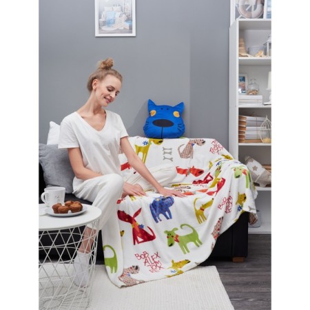 Decorative Sleeping Dogs pillow, size 36x37 cm, blue color-5
