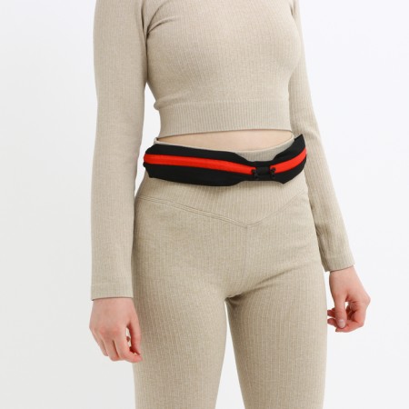 Waist bag for a zipper, black/red color-7