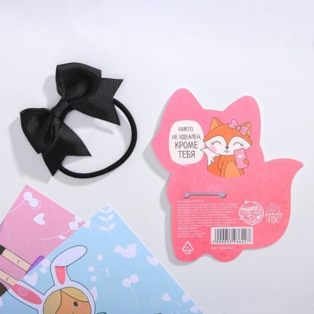 Hair elastic band with a fox bow 9.5 x 8 cm-1