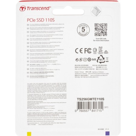 SSD Transcend PCI-E 3.0 X4 256GB TS256GMTE110S M.2 2280-4