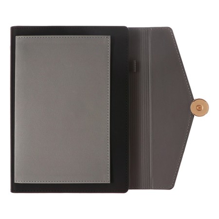 Organizer on the rings A5, 80 sheets, leatherette, with a valve, a line, with a handle, in a gift box, black and gray-4