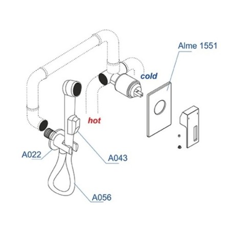 Fixer for bidet Wasserkraft A01556, with a hygienic shower, hose 100 cm, brass, chrome-2