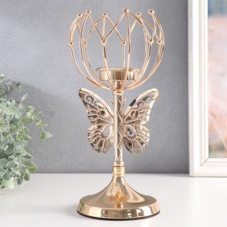 Summary Metal for 1 candle "Butterfly and geometric lily" D-5.5 cm gold 11x11x27 cm-4