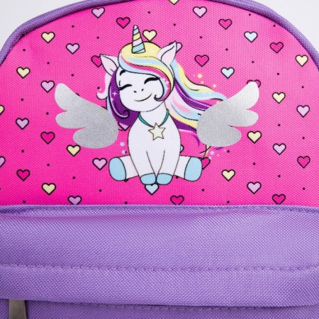 School textile backpack with pocket "Unicorn", a reflector. Elements, 27x23 x 10 cm-3