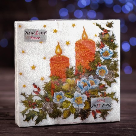 New Year's napkins paper Fresco "candles", 2 layers, 33*33 cm, 20 sheets-3
