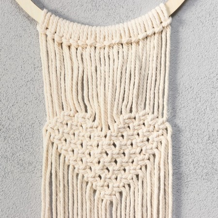 Panel Wall Macrame technique "Heart Home" 80x22 cm-2