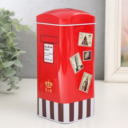 Piggy bank Metal "Postal stamps" mix 16x7x7 cm-1