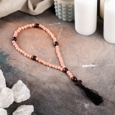 Wooden rosary, with a cross, 27 cm, light