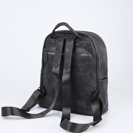 Women's backpack made of artificial leather with lightning, 1 pocket, gray color-3