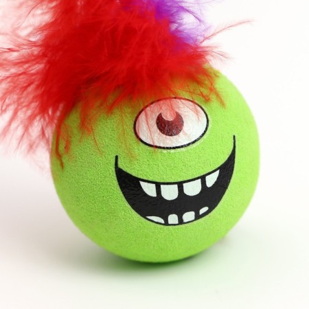 Ball for cats with feathers "Emotions", 5 cm, green-2