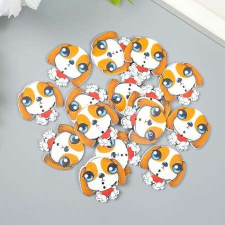 Buttons wood for creativity 2 punctures "puppy" set of 15 pcs 3x3 cm-2
