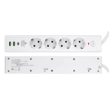 Сетевой фильтр Cablexpert Exnovo EXN-4-CU2-W-2,4р,16А,1xType-C PD,30Вт,2хUSB,2м, ур.защ.4+
