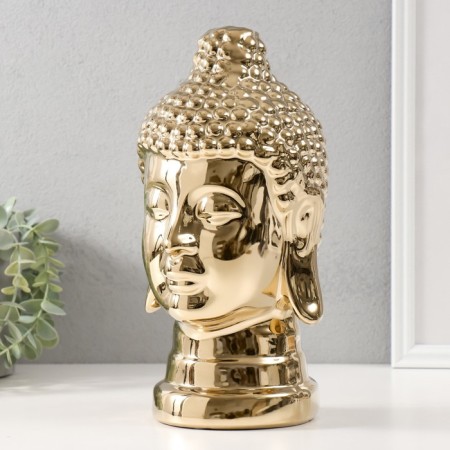 Souvenir ceramics "Buddha's head" gold 15x15x29 cm-3