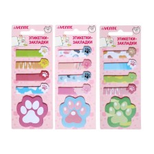 Bookmarks with adhesive edge 15 x 48 mm/45 x 45mm, 5 colors of 20 sheets, paper, Devente Cat PAWS