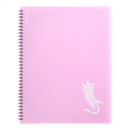 Folder 20 inserts on spirals, A4, 600 μm, Erichkrause "Pastel Bloom Cats", texture "Sand", mix-5