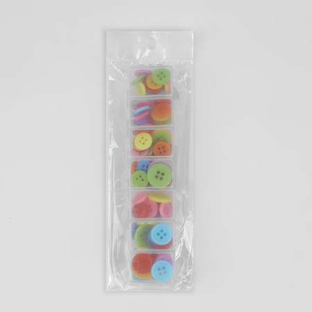 A set of buttons, 4 punctures, d = 12.5 / 15 / 17.5 mm, 80 ± 4 pcs, in the container, color colorful color-4