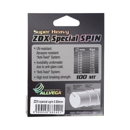Flacks ALLVEGA ZDX Special Spin diameter 0.5 mm, test 16.77 kg, 100 m, transparent-2