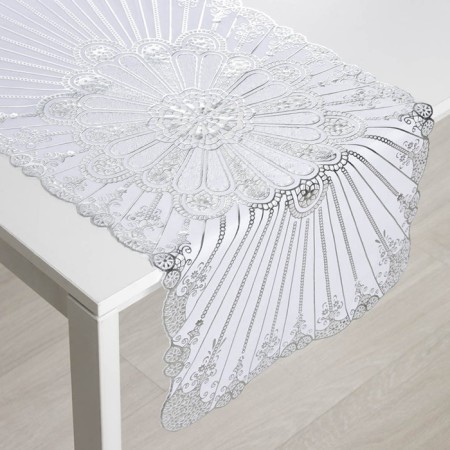 Openwork napkin for the table "Rays", 84 × 40 cm, PVC, silver color-3