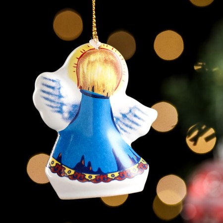Christmas tree toy "Angel with a star", 6cm, ceramics-2
