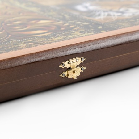 Backgammon "lion and tiger", wooden board 60 x 60 cm, with a field for playing checkers-4