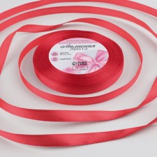 Satin tape, 10 mm × 23 ± 1 m, coral color No. 129