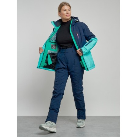 Ski costume female winter, size 48, turquoise color-9