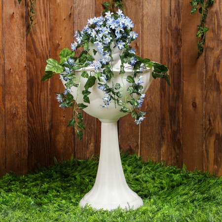 Plastic flowerbed, 2 tiers, d = 25–55 cm, h = 87 cm, on a high leg, white-3