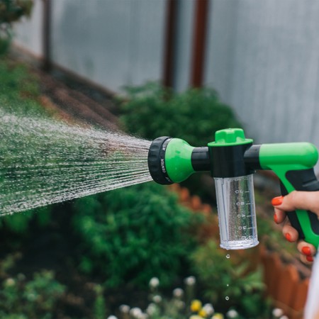A pistol for watering, 8 modes, with a sink flask, a quick -sitting connection, plastic-9