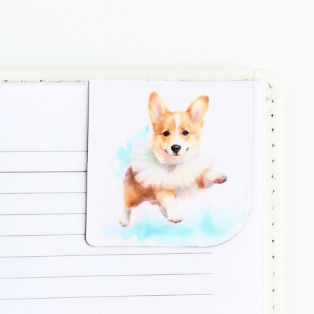 Magnetic bookmarks 4 pcs in the Corgi postcard-4