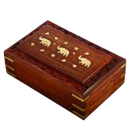 Casket "Elephants" wood 20x13x6 cm-3