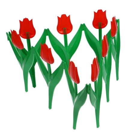 Decorative fence, 30 × 225 cm, 5 sections, plastic, red flower, "tulip"-8