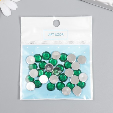 Decor for creativity plastic "Rhinestones Round. Bright green" set 36 pcs 1x1 cm-3