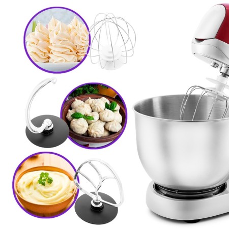 Mixer KitFort KT-1367, Planetarny, 1200 W, 6 l, 6 speeds, red-silver-2