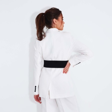 Women's belt, width 10 cm, elastic band, buckle under the skin, black color-1