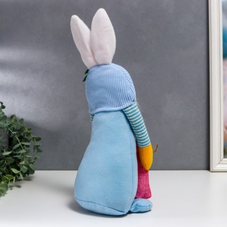 Interior doll "Dwarf in a hat with bunny ears, with a bag" Blue 40x14 cm-4
