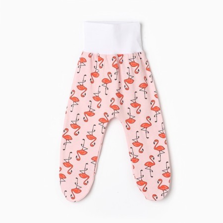 Sliders on a wide elastic band, peach/flamingos color, height 68 cm
